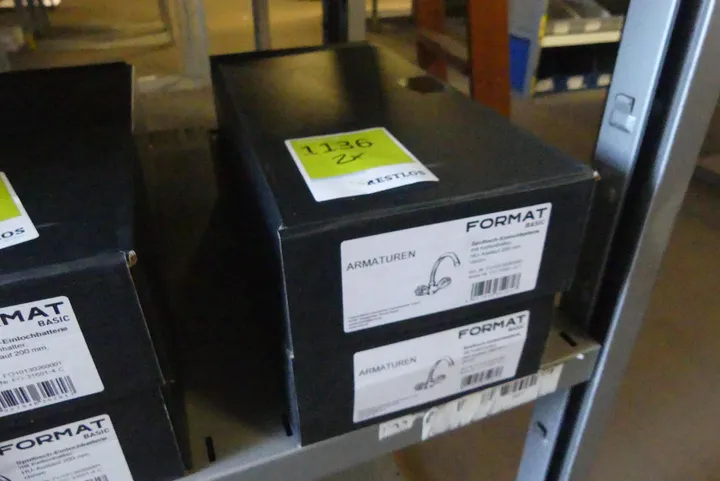 2x Karton FORMAT Basic Spültisch-Einlochbatterie mit Kettenhalter, HU-Auslauf 200mm, chrom